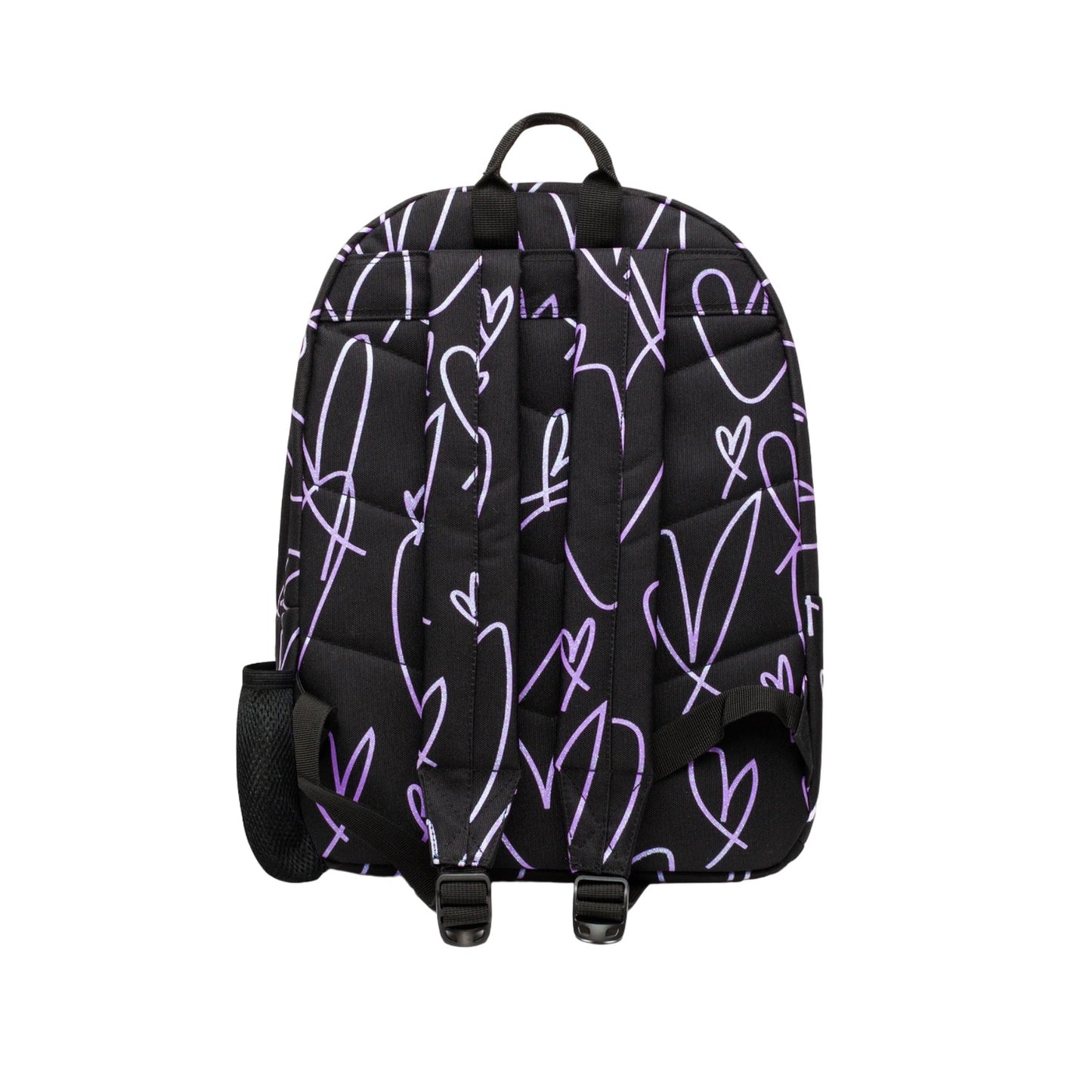 Black - Back - Hype Glitter Scribble Hearts Backpack