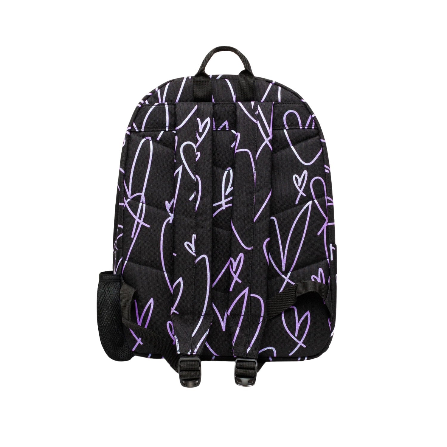 Black - Back - Hype Glitter Scribble Hearts Backpack
