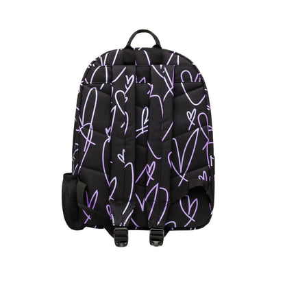 Black - Back - Hype Glitter Scribble Hearts Backpack