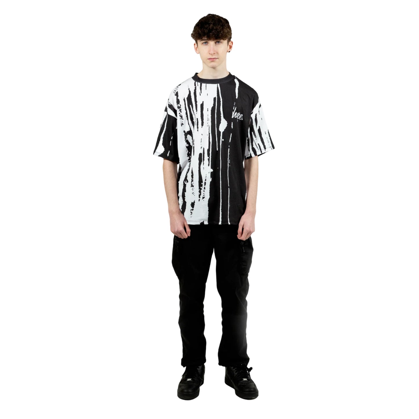 Black-White - Side - Hype Boys Paint Run Oversized T-Shirt