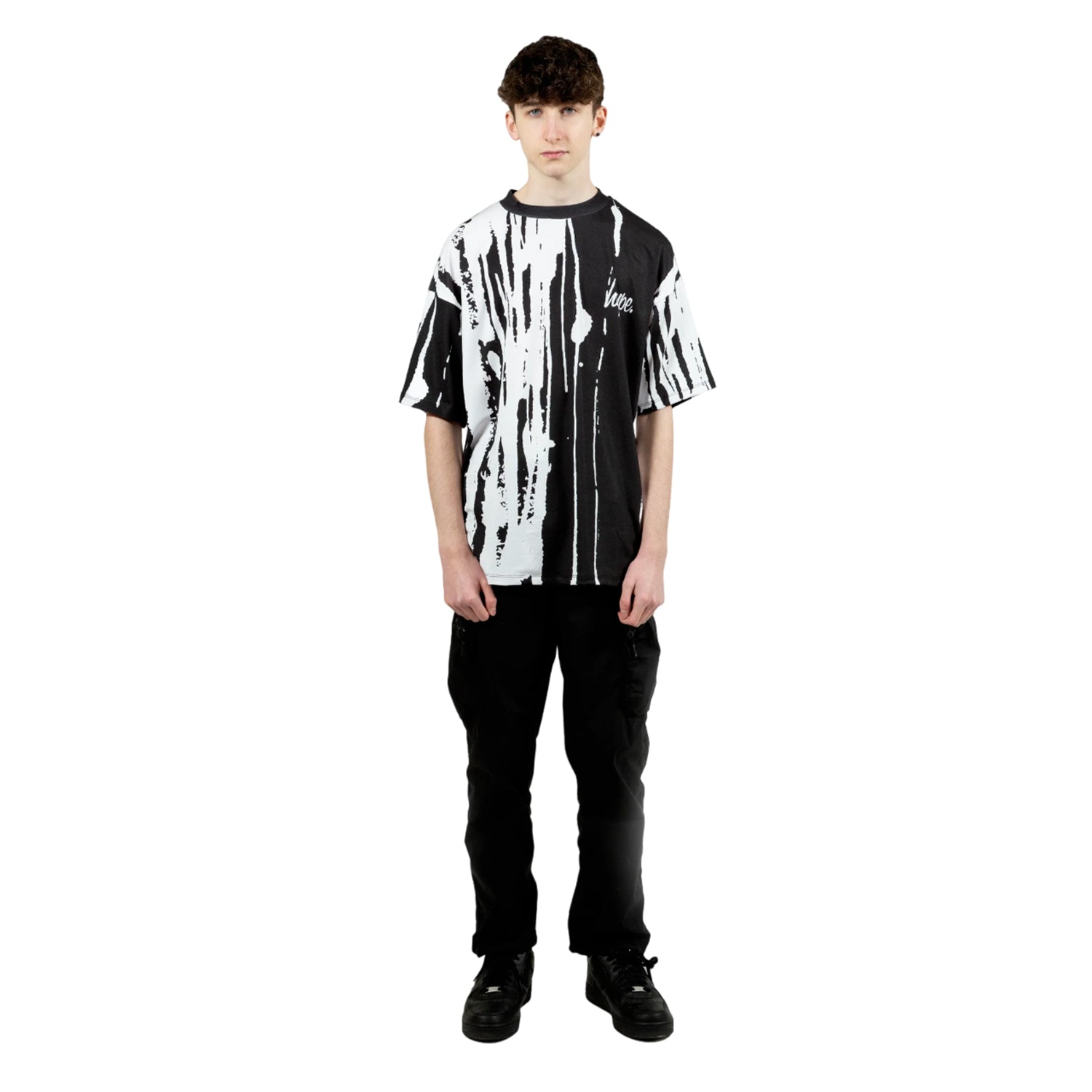 Black-White - Side - Hype Boys Paint Run Oversized T-Shirt