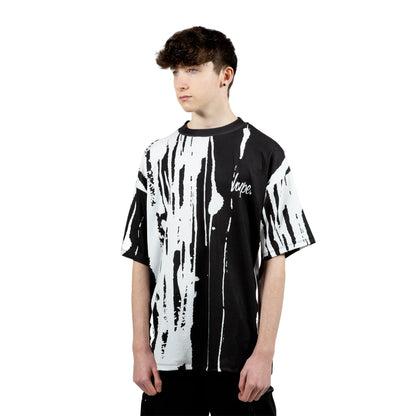 Black-White - Front - Hype Boys Paint Run Oversized T-Shirt
