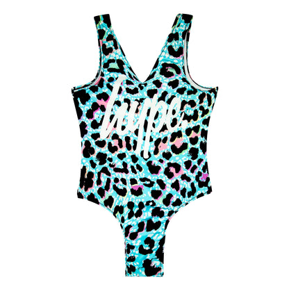 Multicoloured - Front - Hype Girls Leopard One Piece Swimsuit