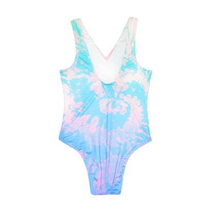 Multicoloured - Back - Hype Girls Pastel Tie Dye One Piece Swimsuit