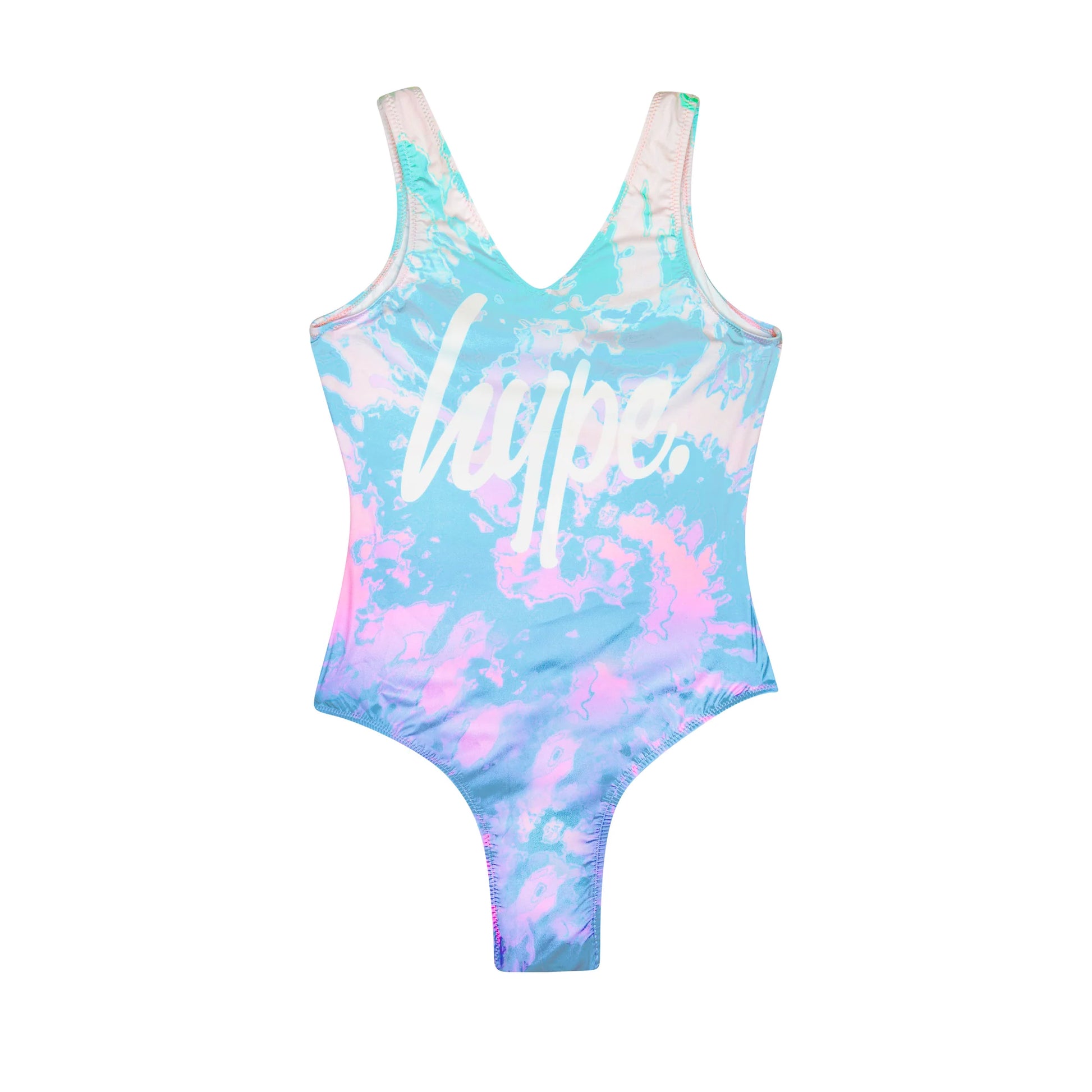 Multicoloured - Front - Hype Girls Pastel Tie Dye One Piece Swimsuit