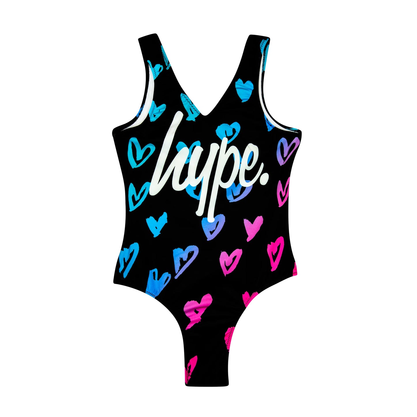 Multicoloured - Front - Hype Girls Scribble Heart One Piece Swimsuit