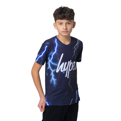 Navy - Front - Hype Boys Lightning T-Shirt