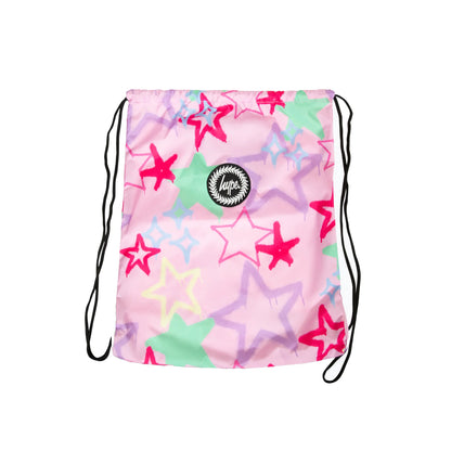 Pink - Front - Hype Graffiti Star Drawstring Bag