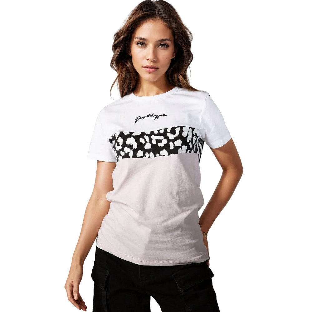 Lilac - Side - Hype Womens-Ladies Chevron Leopard Scribble T-Shirt