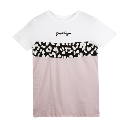 Lilac - Front - Hype Womens-Ladies Chevron Leopard Scribble T-Shirt