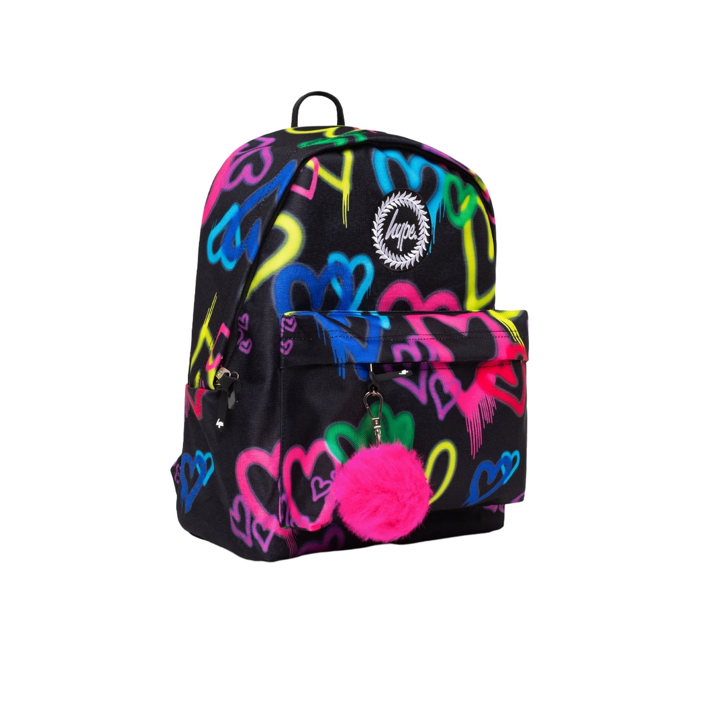 Black-Multicoloured - Side - Hype Graffiti Heart Backpack