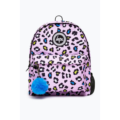 Lilac-Black - Front - Hype Leopard Print Backpack