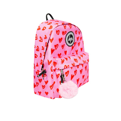 Pink - Side - Hype Girls Hearts Scribble Backpack