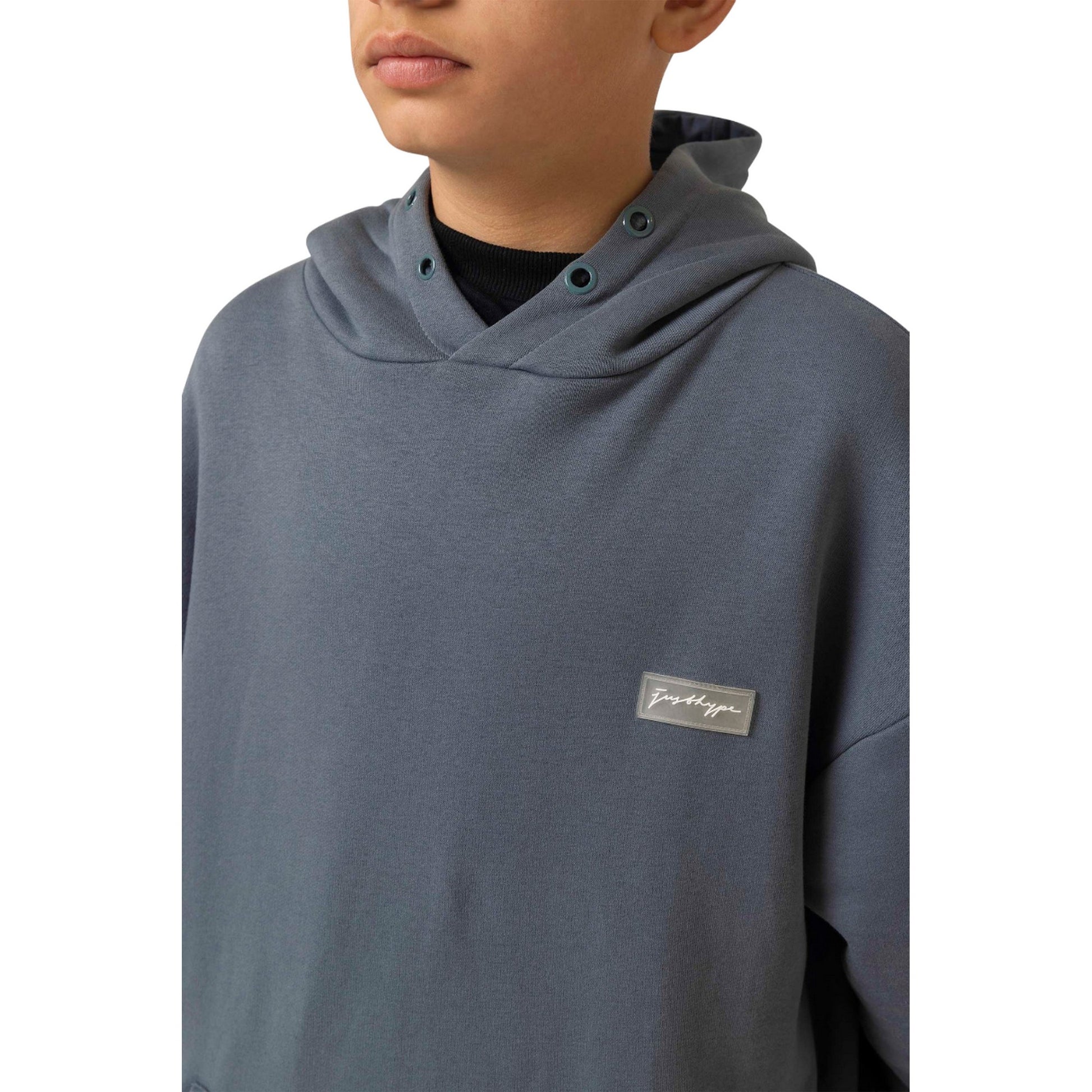 Blue - Side - Hype Childrens-Kids Splat Long-Sleeved Hoodie