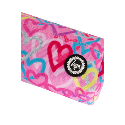 Pink-Multicoloured - Side - Hype Graffiti Heart Pencil Case
