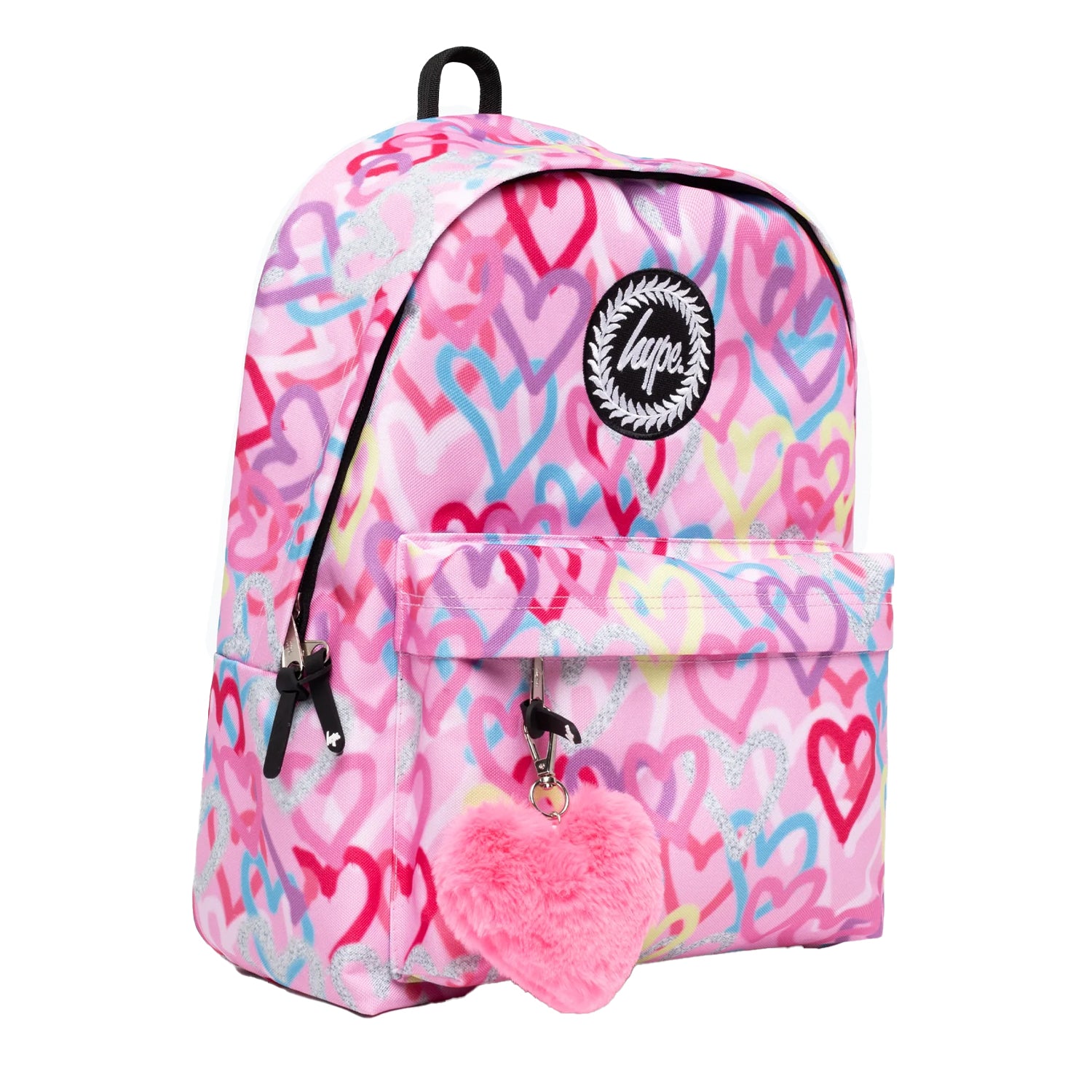 Pink-Multicoloured - Side - Hype Iconic Graffiti Heart Backpack