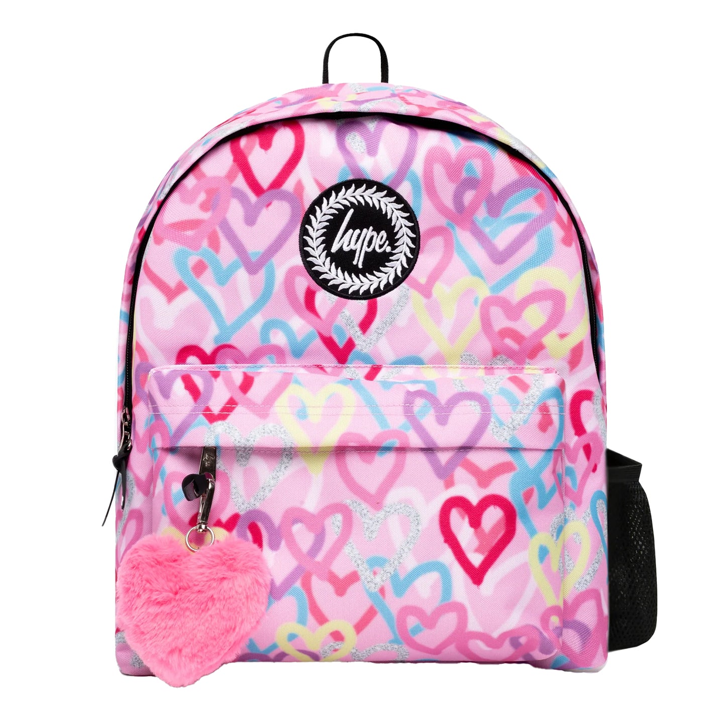 Pink-Multicoloured - Front - Hype Iconic Graffiti Heart Backpack