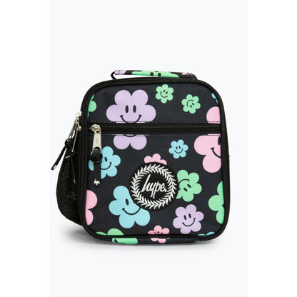 Black-Multicoloured - Front - Hype Happy Flowers Lunch Bag