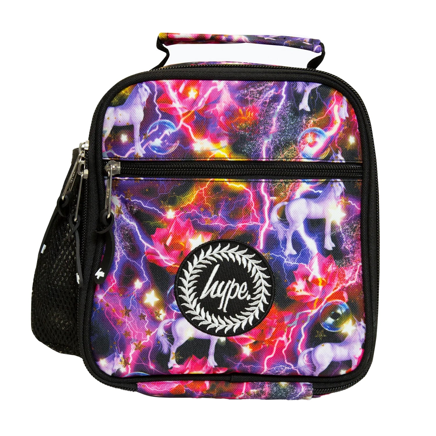 Black-Multicoloured - Front - Hype Lightning Unicorns Lunch Bag