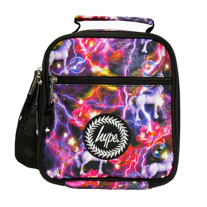 Black-Multicoloured - Front - Hype Lightning Unicorns Lunch Bag