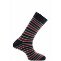 Navy-White-Green-Burgundy (Millfield) - Front - Horizon Mens Classic Short Striped Dress Socks