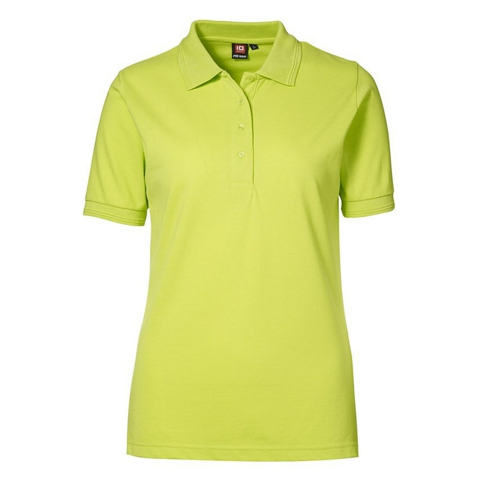 Lime - Front - ID Womens-Ladies Pro Wear Short Sleeve Regular Fitting Classic Polo Shirt