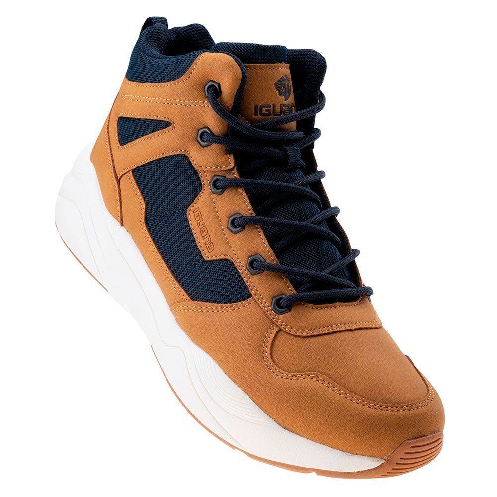 Camel-Navy - Pack Shot - Iguana Mens Laupen Mid Cut Walking Shoes
