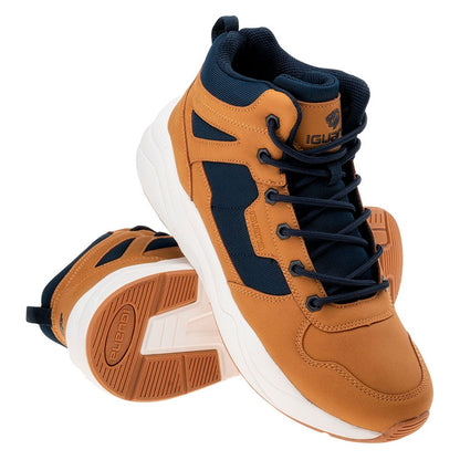 Camel-Navy - Close up - Iguana Mens Laupen Mid Cut Walking Shoes