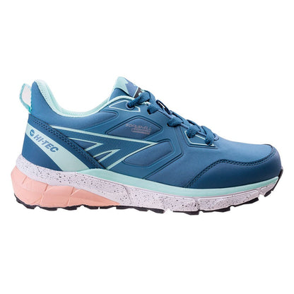 Smoke Blue-Mint-Coral - Back - Hi-Tec Womens-Ladies Bario Waterproof Walking Shoes