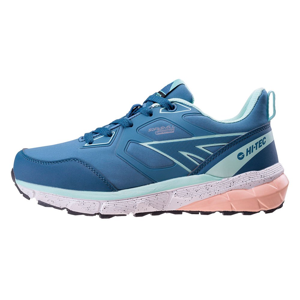 Smoke Blue-Mint-Coral - Side - Hi-Tec Womens-Ladies Bario Waterproof Walking Shoes
