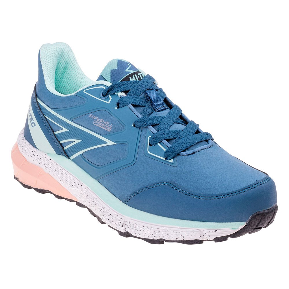 Smoke Blue-Mint-Coral - Front - Hi-Tec Womens-Ladies Bario Waterproof Walking Shoes