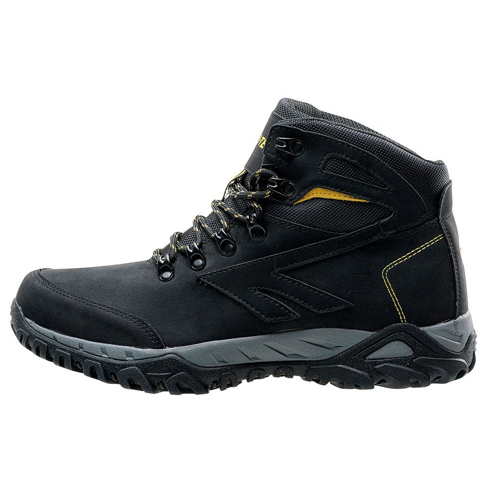 Black-Lime - Back - Hi-Tec Mens Nedin Mid Cut Walking Shoes