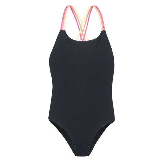 Black-Fandango Pink - Front - Aquawave Girls Harma One Piece Swimsuit