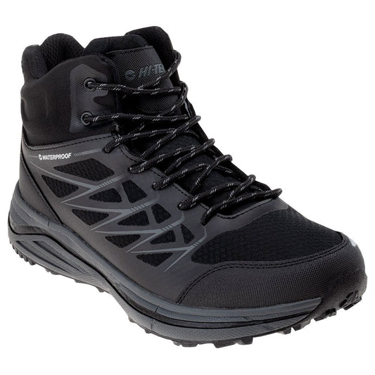 Black - Front - Hi-Tec Mens Hewila Waterproof Mid Cut Walking Shoes