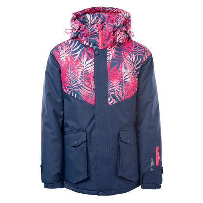 Black Iris-Tropical Pink - Front - Bejo Girls Yuki Leaves Ski Jacket