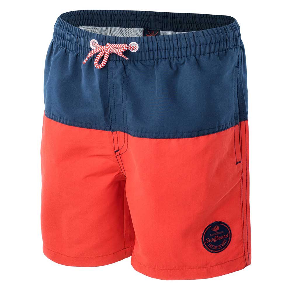 Poppy Red-Patriot Blue - Side - Aquawave Childrens-Kids Drakon Swim Shorts