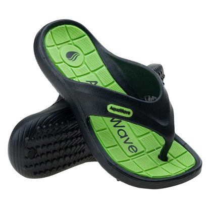 Black-Green - Close up - Aquawave Childrens-Kids Ilamos Slippers