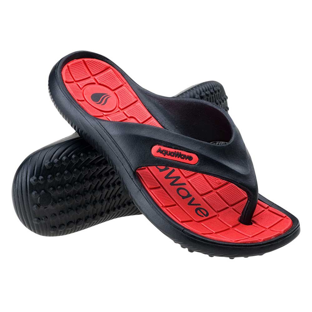 Black-Red - Close up - Aquawave Childrens-Kids Ilamos Slippers
