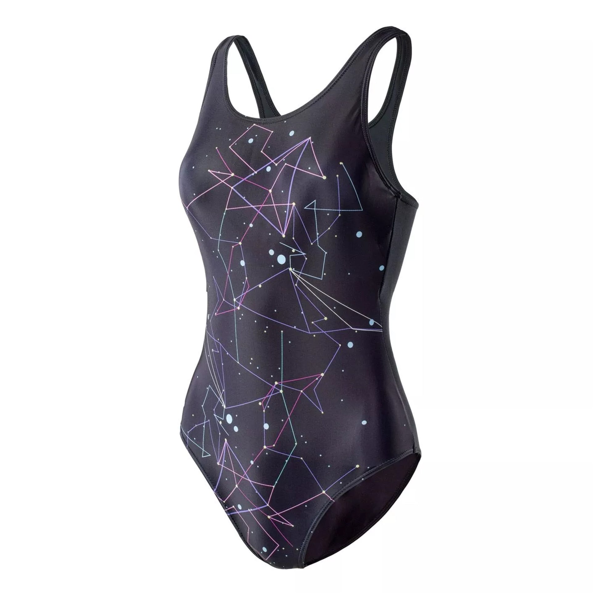 Black - Side - Aquawave Womens-Ladies Laia Cosmic One Piece Swimsuit