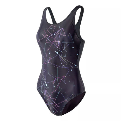 Black - Side - Aquawave Womens-Ladies Laia Cosmic One Piece Swimsuit