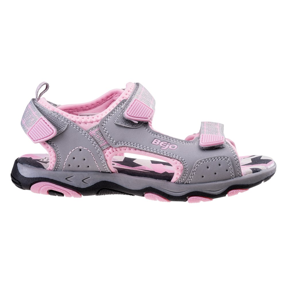 Powder Pink-Light Grey - Side - Bejo Girls Alisi Leather Sandals