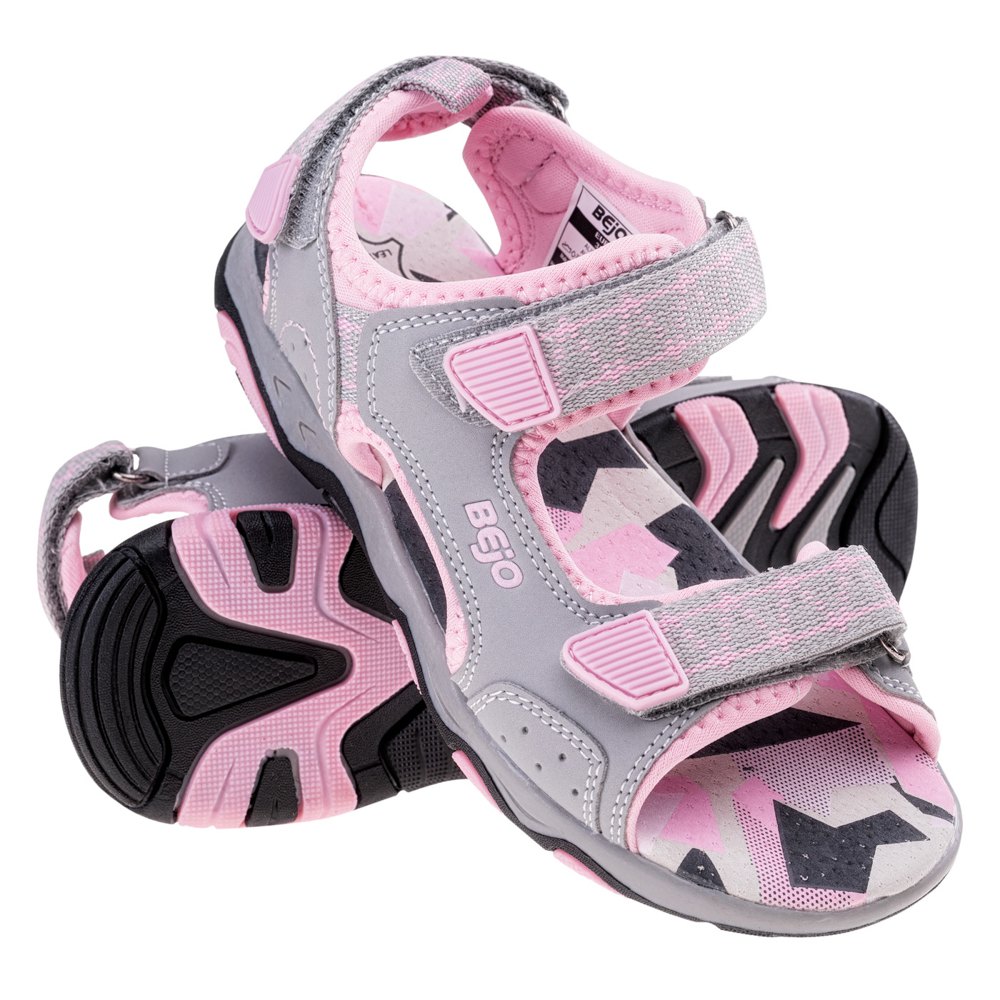 Powder Pink-Light Grey - Close up - Bejo Girls Alisi Leather Sandals