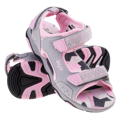 Powder Pink-Light Grey - Close up - Bejo Girls Alisi Leather Sandals