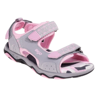 Powder Pink-Light Grey - Front - Bejo Girls Alisi Leather Sandals
