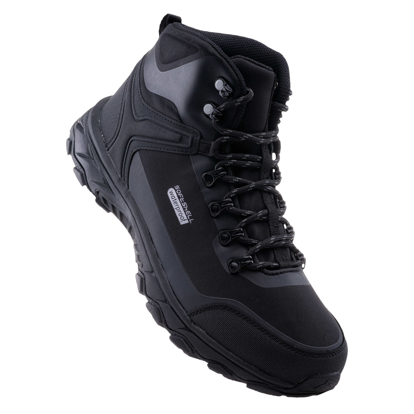 Black-Silver - Close up - Elbrus Mens Eglinter Waterproof Mid Cut Hiking Shoes