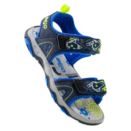 Navy-Lake Blue-Lime - Close up - Bejo Childrens-Kids Elsi Leather Sandals