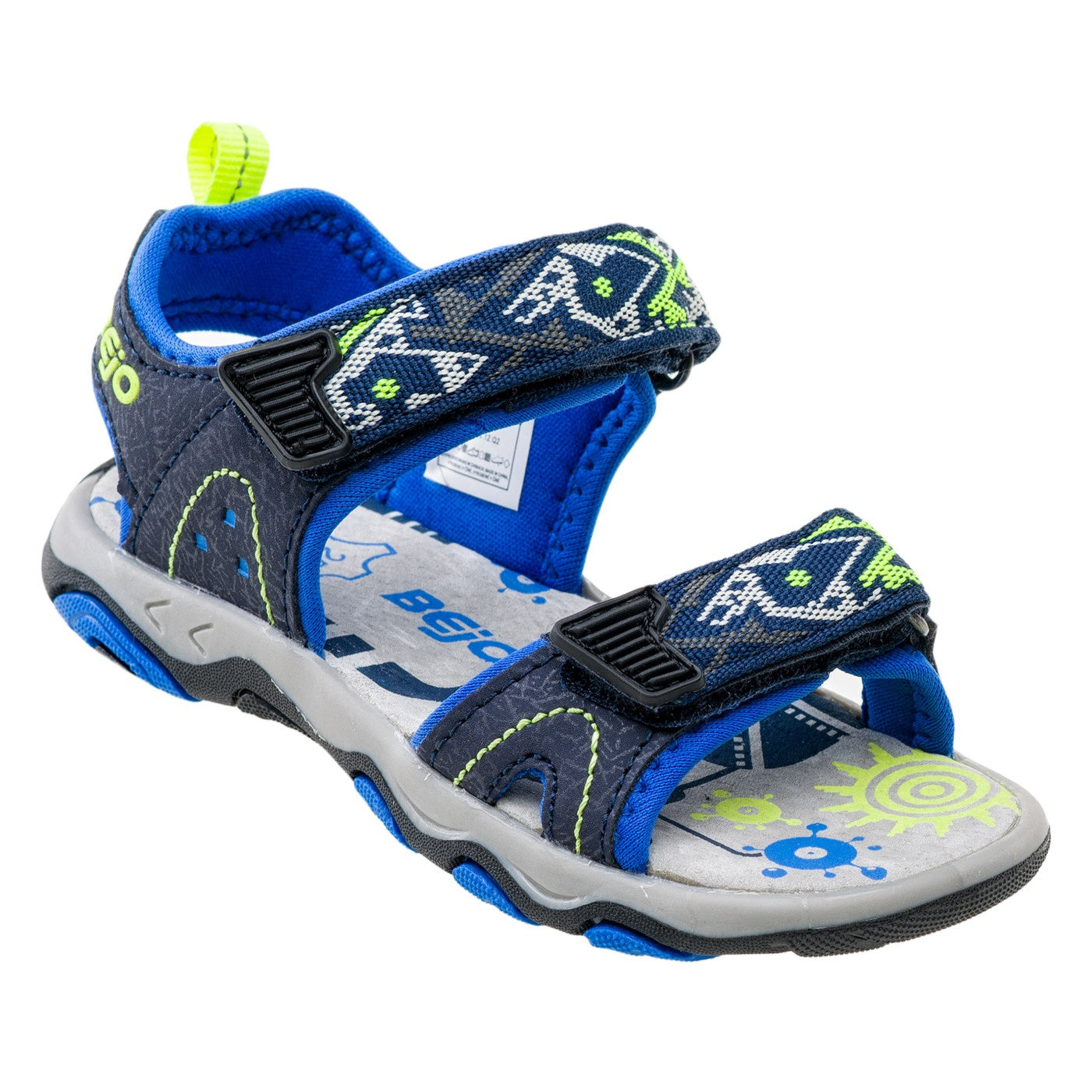 Navy-Lake Blue-Lime - Front - Bejo Childrens-Kids Elsi Leather Sandals