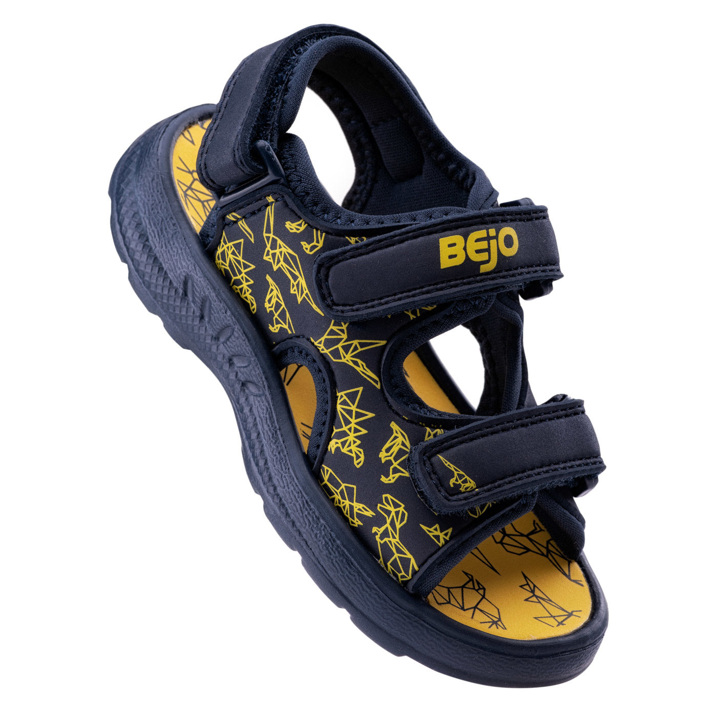 Navy-Yellow - Close up - Bejo Childrens-Kids Timini Sandals