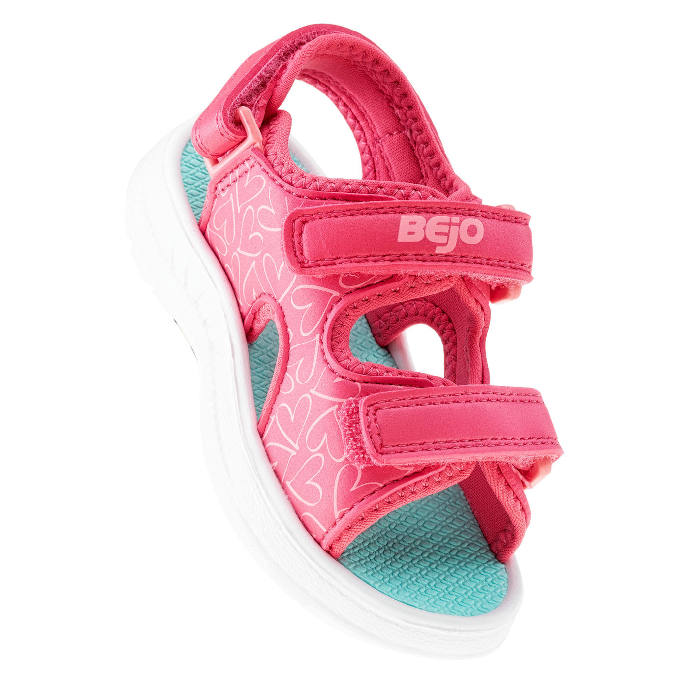Paradise Pink-Beach Glass - Close up - Bejo Girls Timini Hearts Sandals