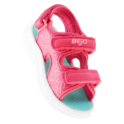 Paradise Pink-Beach Glass - Close up - Bejo Girls Timini Hearts Sandals